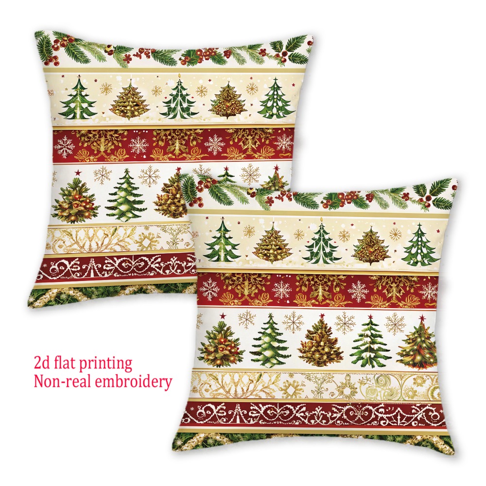Embroidery Xmas Tree - 2 uds, fundas de cojín planas