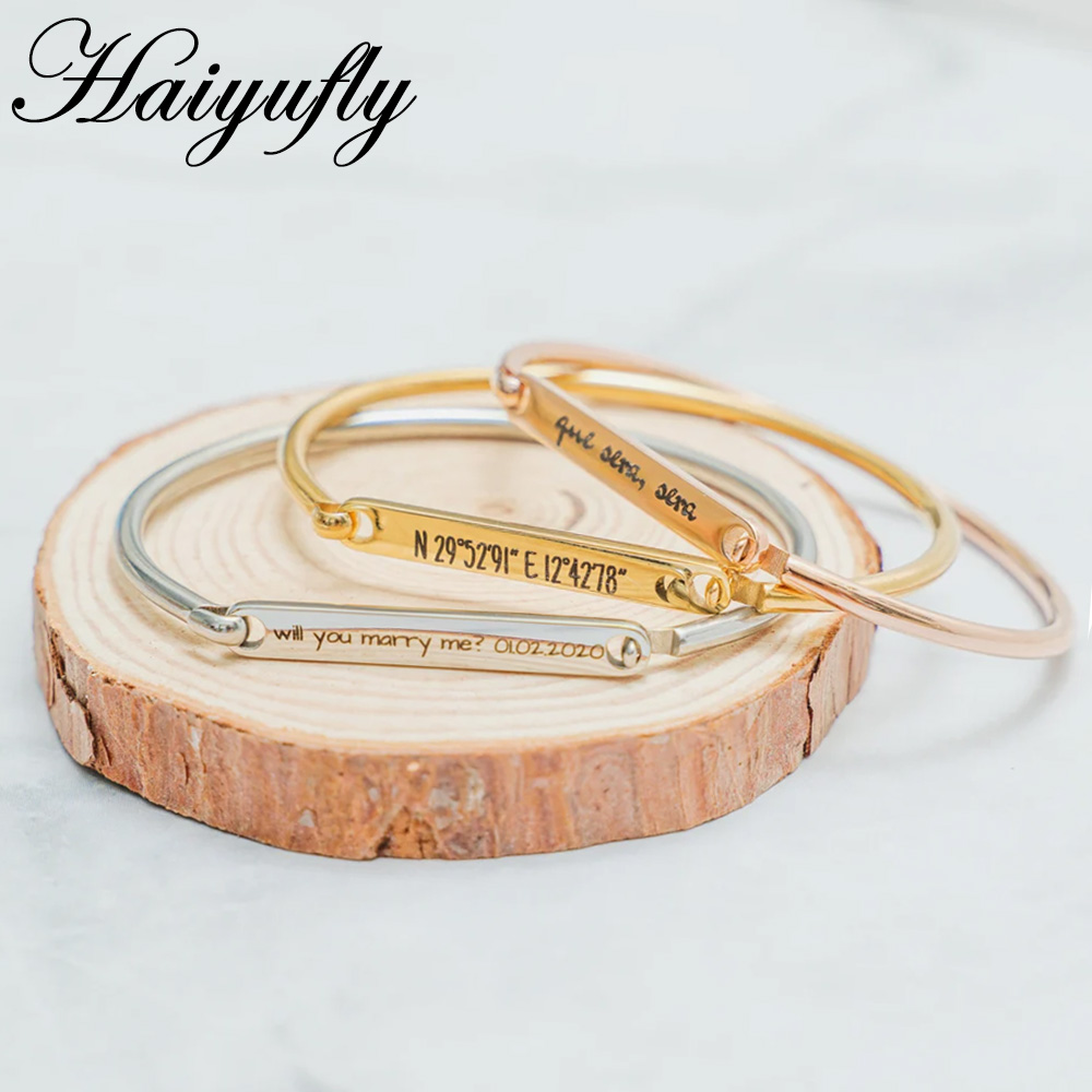 Embroidery Alphabet - Haiyufly-pulsera de herradura con grabado de