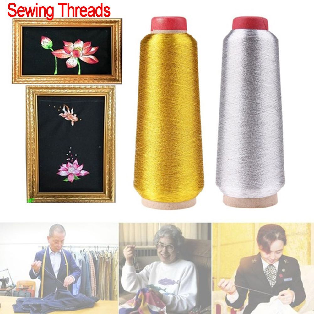 Embroidery Thread Yarn - Hilos de bordado dorados/plateados, hilo de