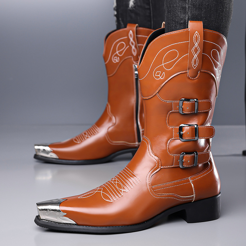 Embroidery Fabric - Botas Altas de Cuero Patentado Estilo