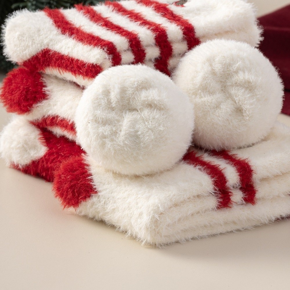 Embroidery Xmas Tree - Calcetines Térmicos Gruesos de Navidad con