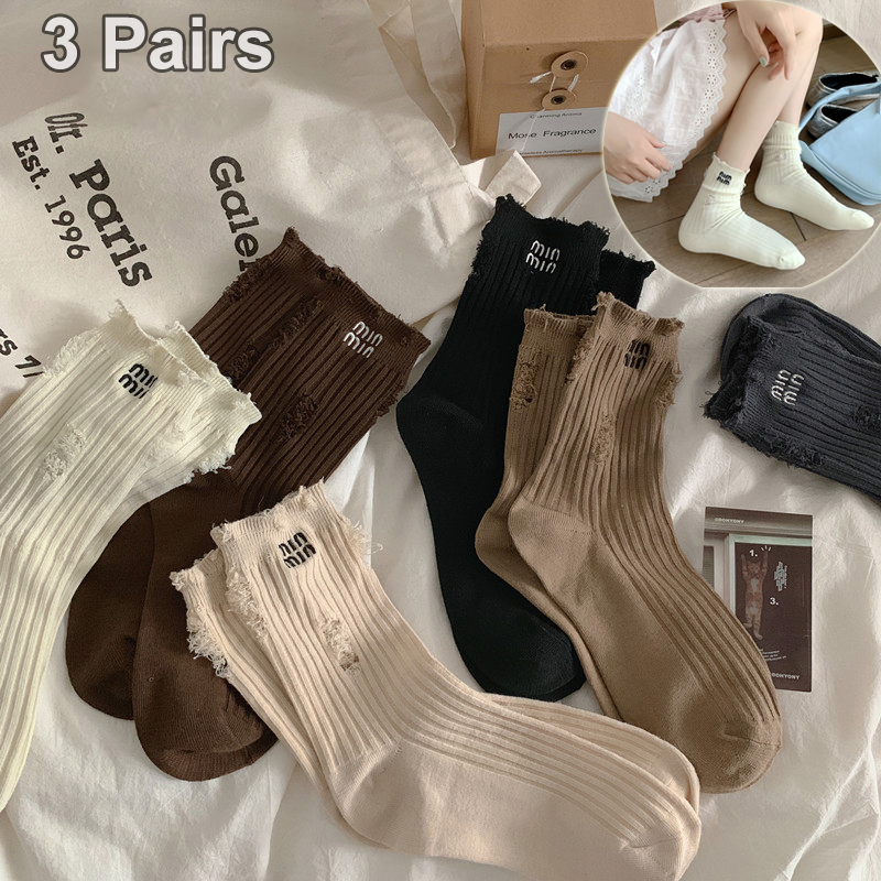 Embroidery On Socks - 3 Pares de Calcetines de Marca