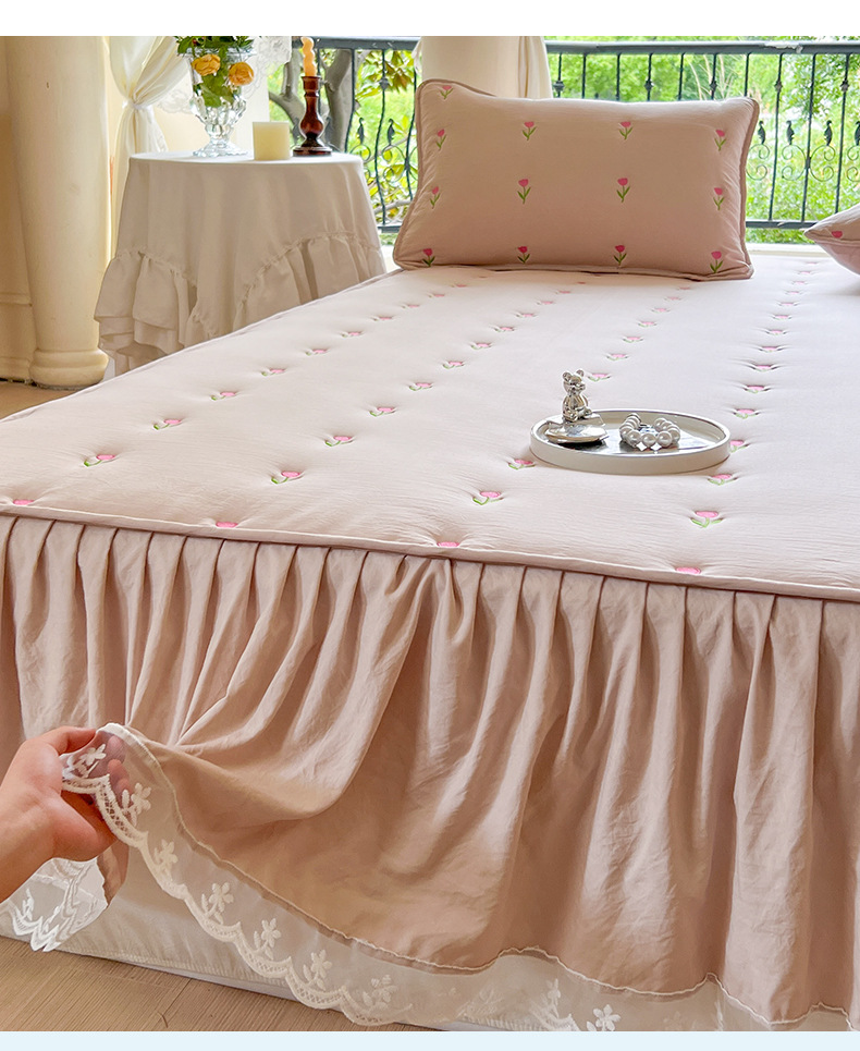 Juego de falda de cama de algo - Embroidery Quilt Cover reseña y precio