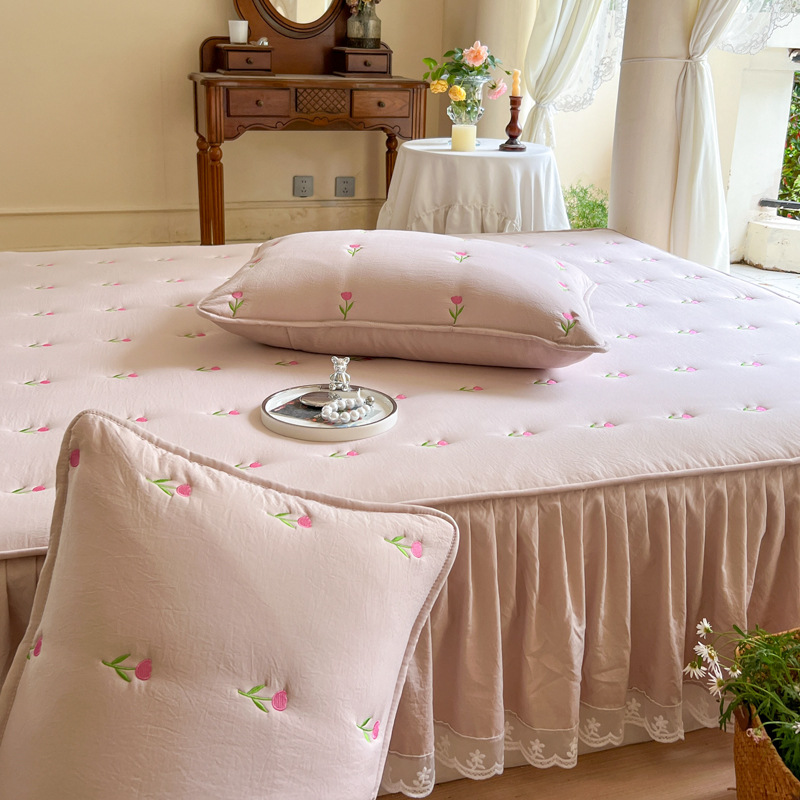 Juego de falda de cama de algo - Embroidery Quilt Cover reseña y precio