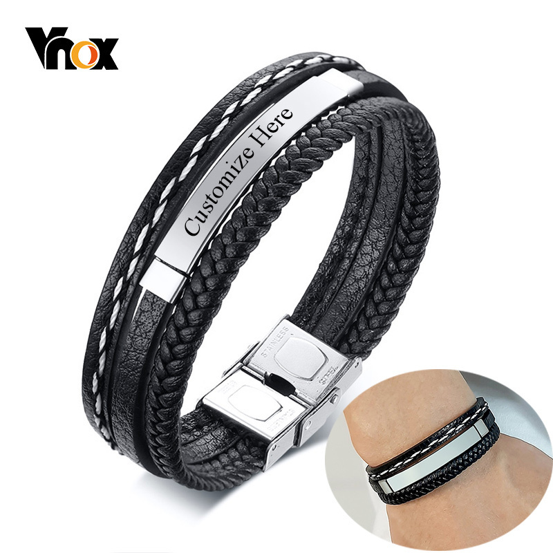 Vnox-pulseras de cuero multica - Embroidery Alphabet reseña y precio