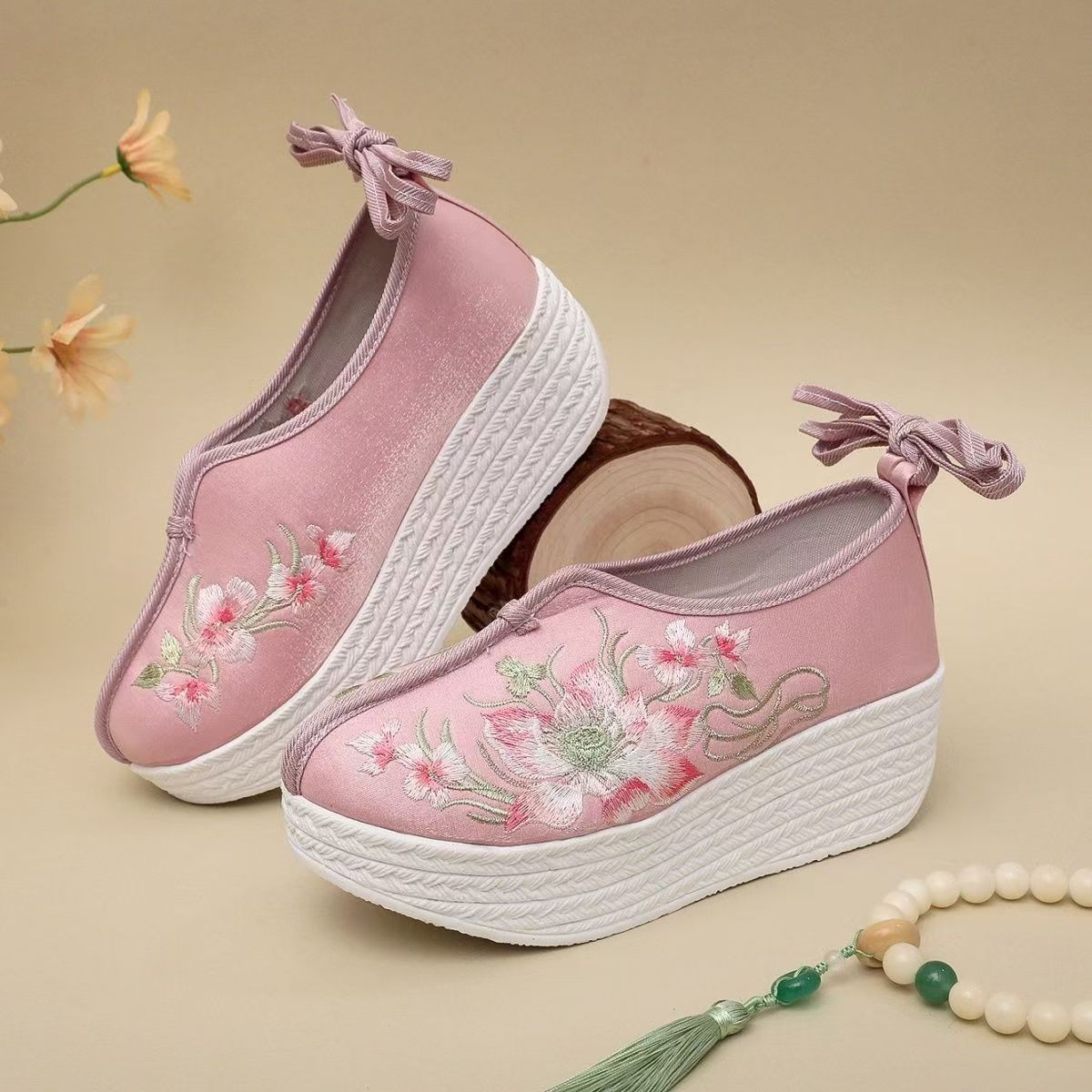 Zapatos de cuña de estilo étni - Embroidery Fabric reseña y precio