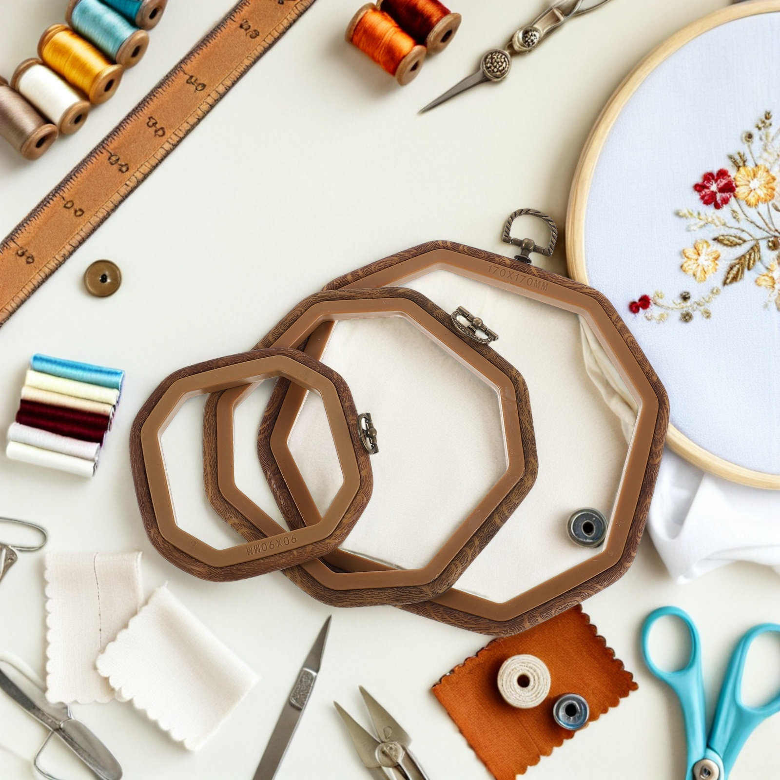 6 aros octogonales para bordad - Embroidery Ring Sizes reseña y precio