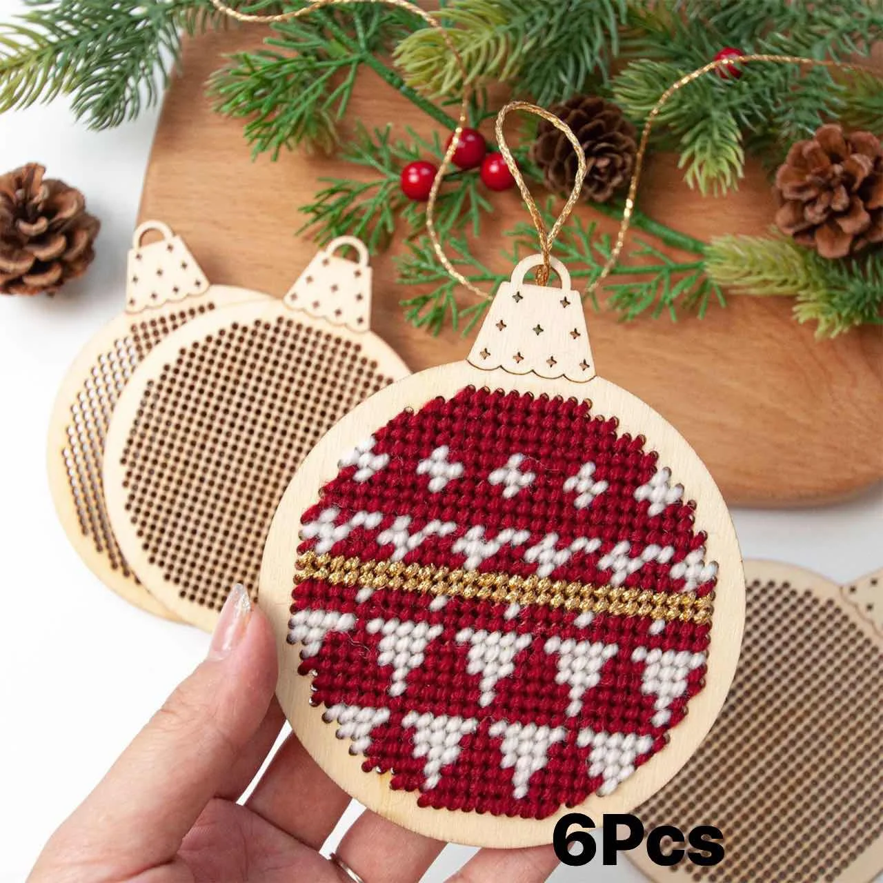 12 Piezas de Adornos de Madera - Embroidery Xmas Tree reseña y precio