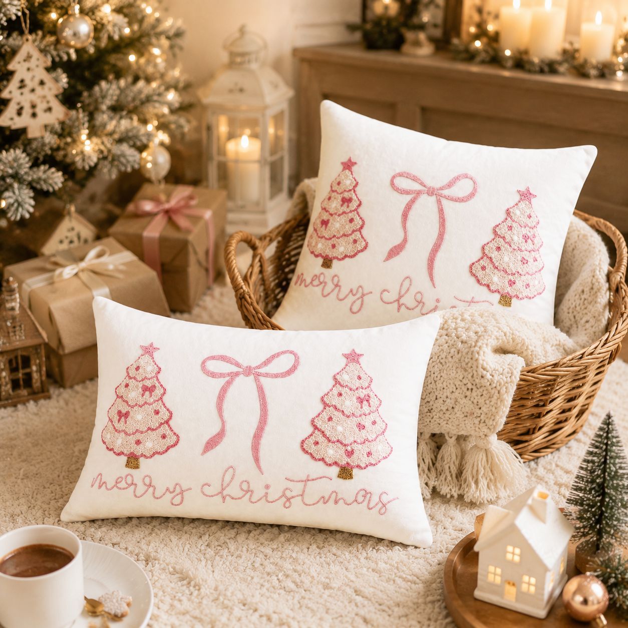 Elegantes Fundas de Cojín Navi - Embroidery Xmas Tree reseña y precio